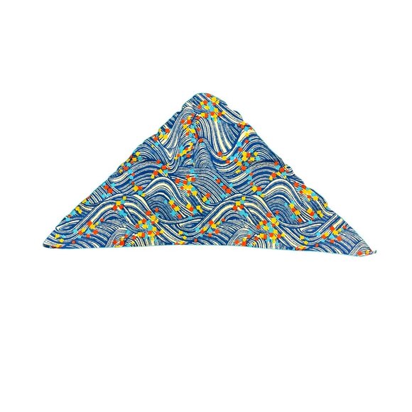Vintage Triangle Headscarf With Abstract Waves & Geometric Print - Picture 1 of 6